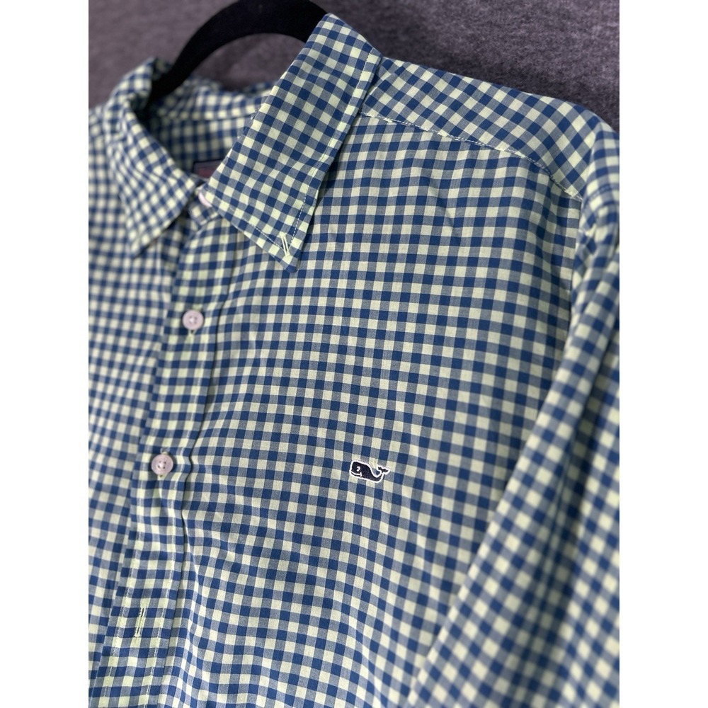 Vineyard Vines Shirt Mens XL Green Yellow Plaid Shep Ian Whale Shirt Lightweight